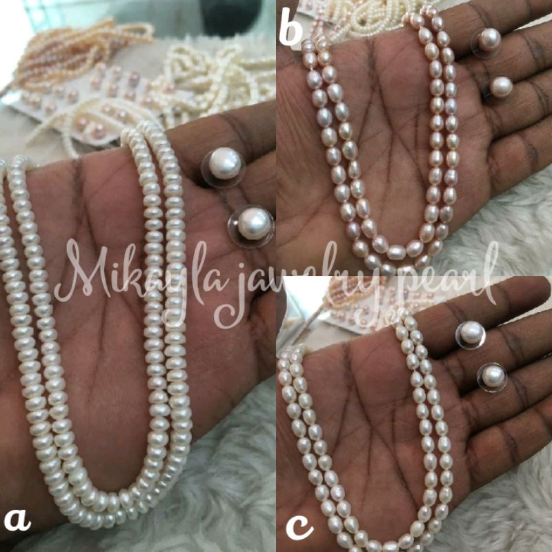 Set kalung giwang mutiara lombok|Setelan kalung giwang mutiara asli|Set mutiara lombok|Set mutiara a