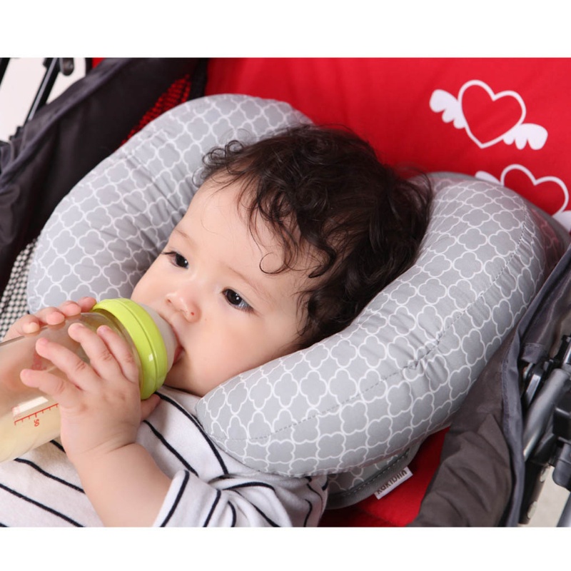 Mary Bantal Leher / Kepala 2 In 1 Adjustable Motif Kotak-Kotak / Bintang Untuk Bayi / Travel