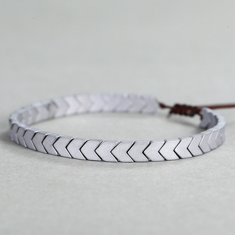 Fancyqube Gelang Hematite Cubic Zirconia Handmade Adjustable Untuk Pria