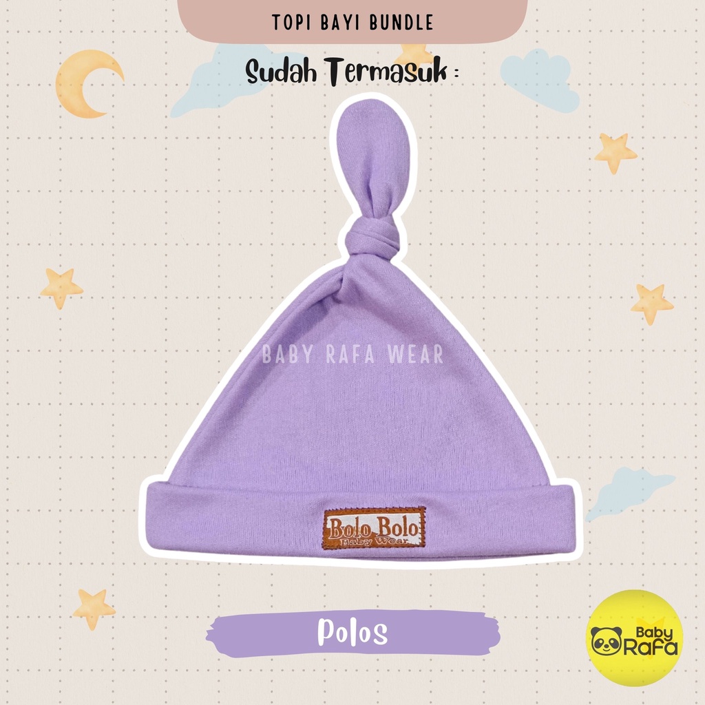 Serian Lilac - 3 Pcs Topi Kupluk Bayi Baru Lahir Topi Bayi 0 - 3 Bulan LILAC SERIES merk SNI Bolo - Bolo