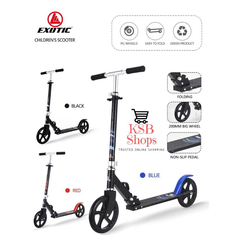 [KSB] Children Scooter Alloy /Skuter/ Otopet/ Otoped Anak /Remaja Merk Exotic Roda 2 Besar Aluminium