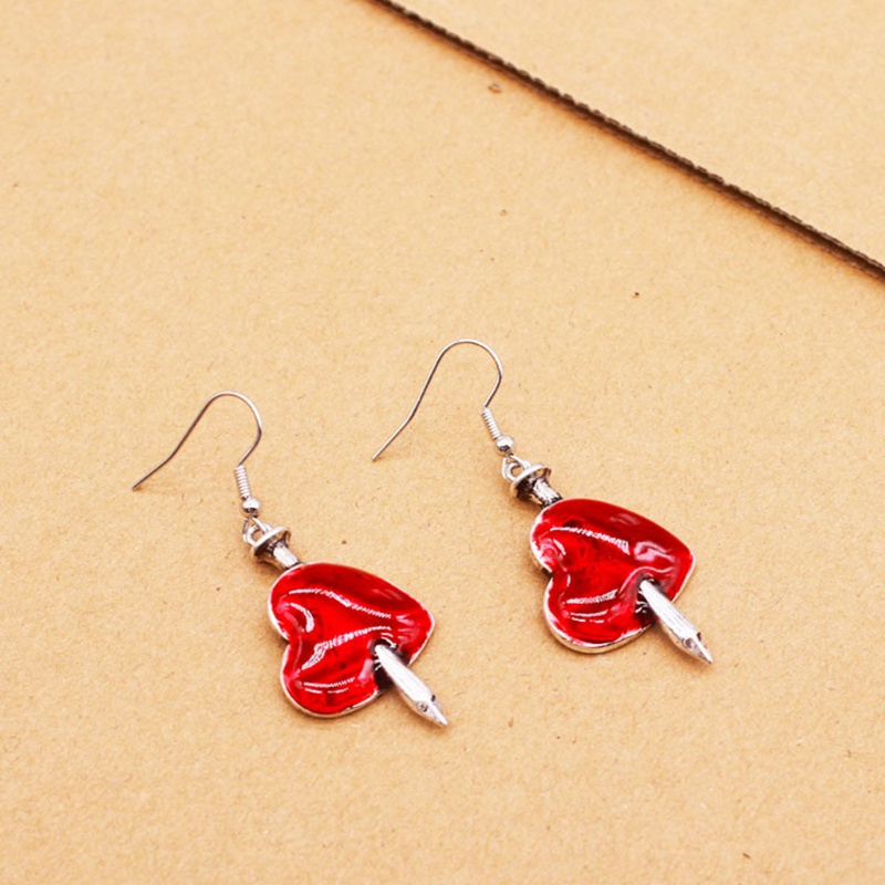 SIY  Goth Dark Sword Drop Earrings Wounded Heart Red Oil Drip Halloween Party Earrings for Women Fashion Jewelry Gifts