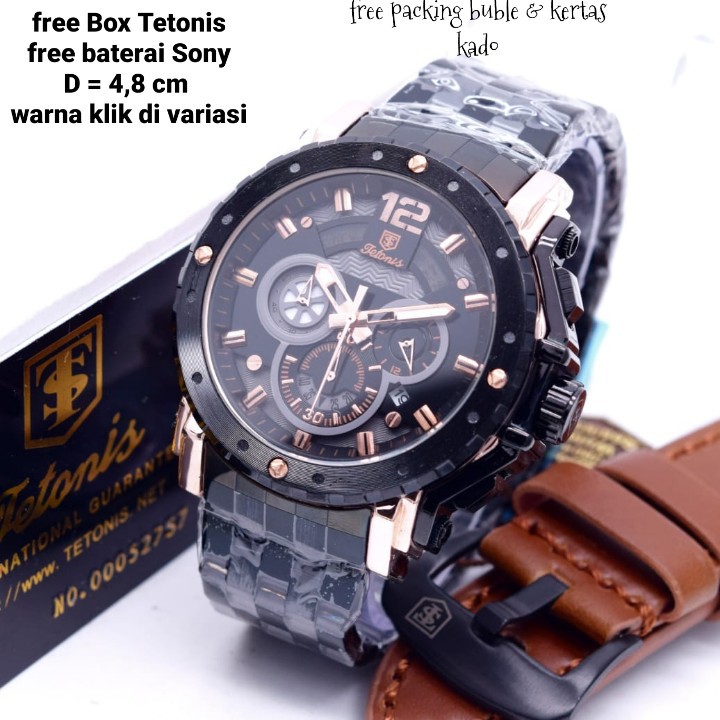 JAM TANGAN TETONIS RANTAI CHRONO ACTIVE FREE KULIT ...