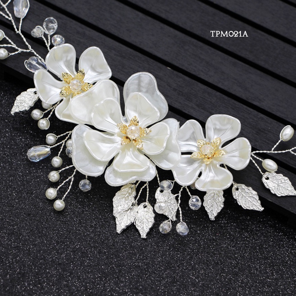 [BEST SELLER] AKSESORIS TIARA PESTA PENGANTIN BUNGA SIMPLE WEDDING BUNGA SILVER TPM021A