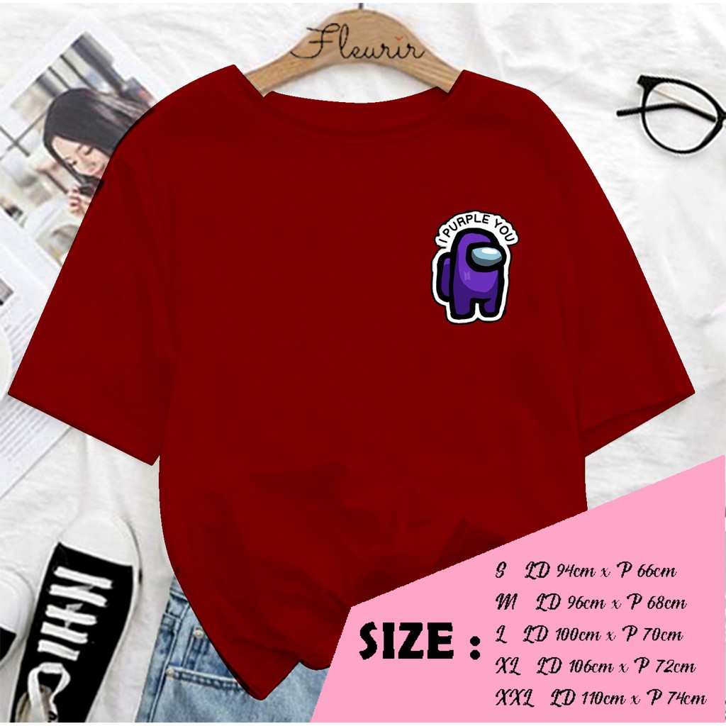 FLEURIR - KAOS  AMONG LOGO PURPLE WANITA DEWASA LENGAN PENDEK TEE UNISEX