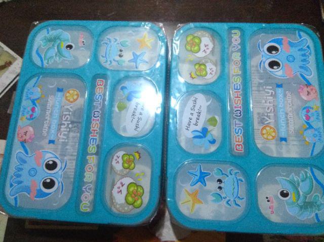 Item 589 Lunch Box Kotak Makan Yooyee Kotak Bekal Sekat 6 Anti Bocor - Merah Muda