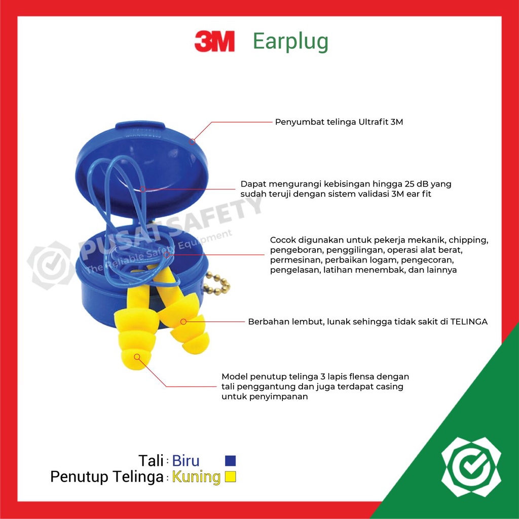 Earplug Penutup Penyumbat Telinga 3M Ultrafit dengan Case