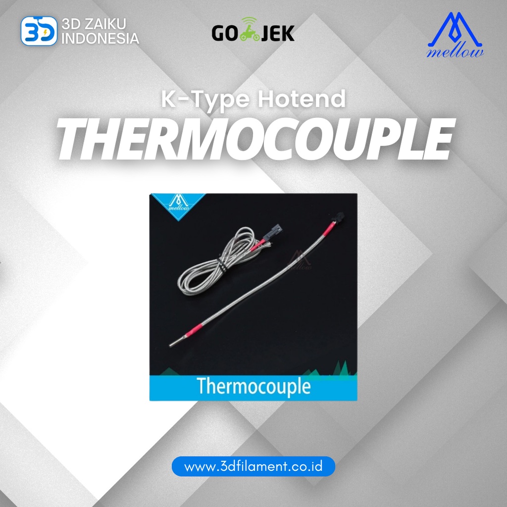 Original Mellow PT100 K-Type Hotend Thermocouple Thermistor M3*15*1600