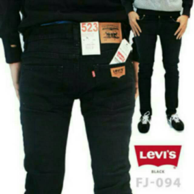 Plain black hitam  long pants jeans  celana  panjang stretch 