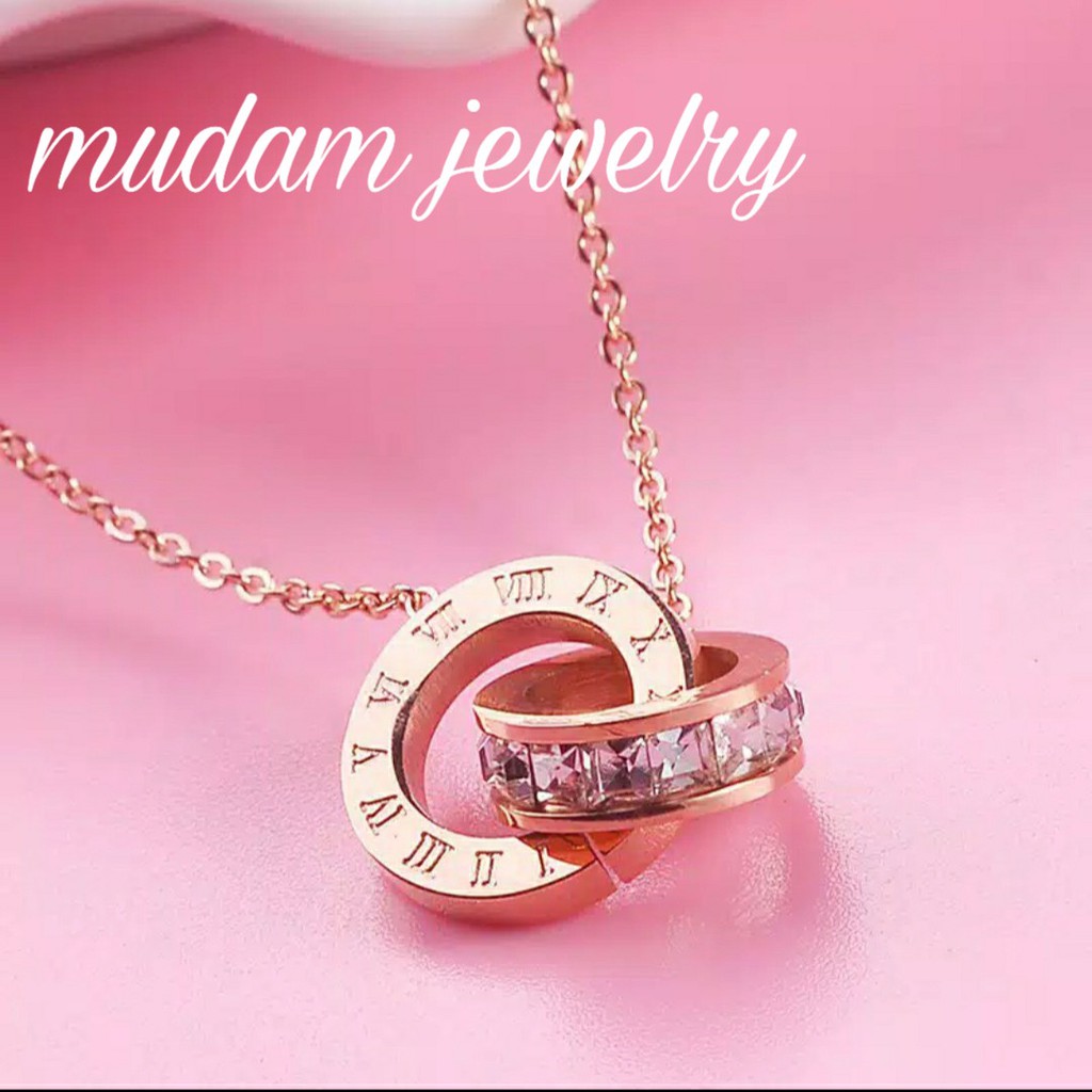 Kalung B&lt;lgri Titanium Two Rings Kristal