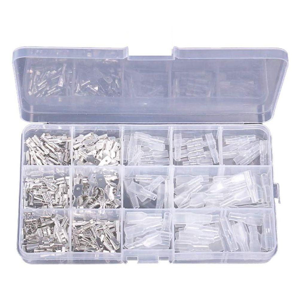 Wonder 270pcs Aksesoris Konektor Kawat Listrik 2.8/4.8/6.3mm Kit Dengan Terminal Crimp Kawat Lengan Terisolasi