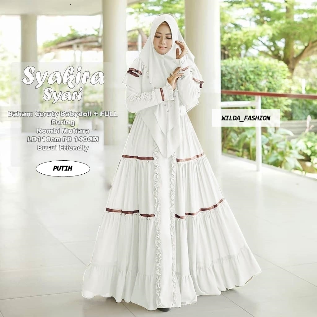 SYAKIRA SYARI DRESS PLUS KHIMAR / GAMIS WANITA SET SYARI / DRESS WANITA KONDANGAN / GAMIS SYARI FREE