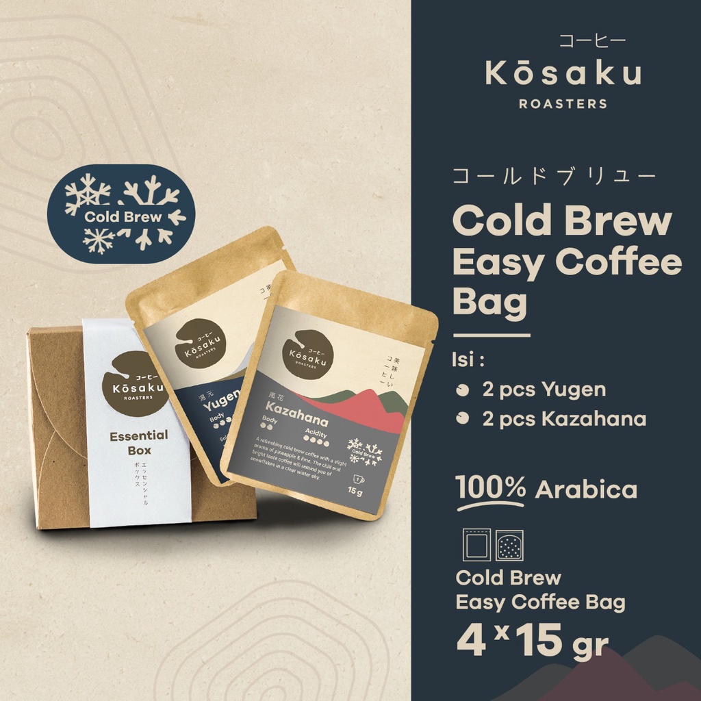 

Kosaku Cold Brew Easy Coffee Bag Mix 4pcs - Kopi Sachet