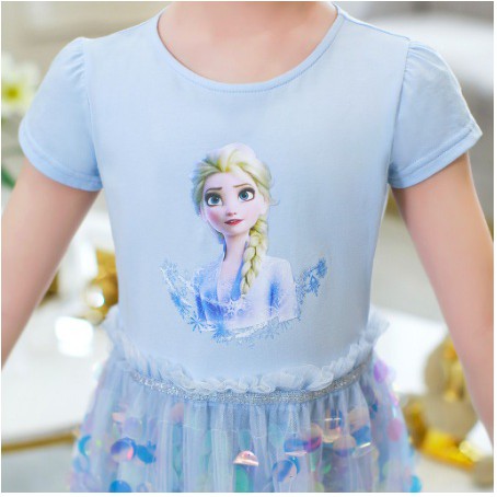 DRESS ELSA ANNA FROZEN kaos sequin import