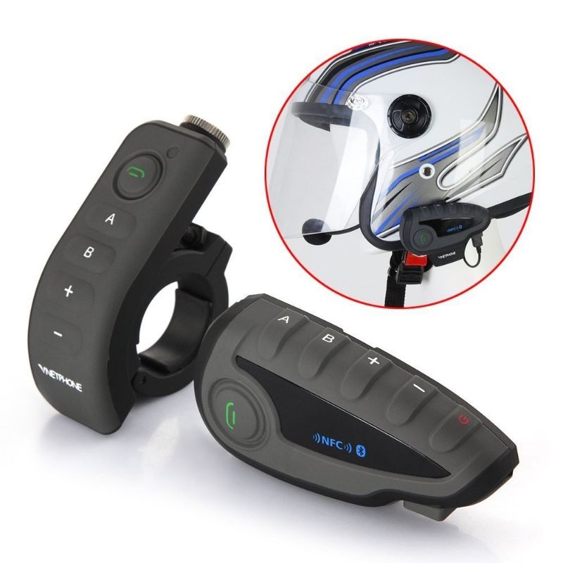 Vnetphone V8 Helmet Bluetooth Interphone 1200 Meter dengan Remote