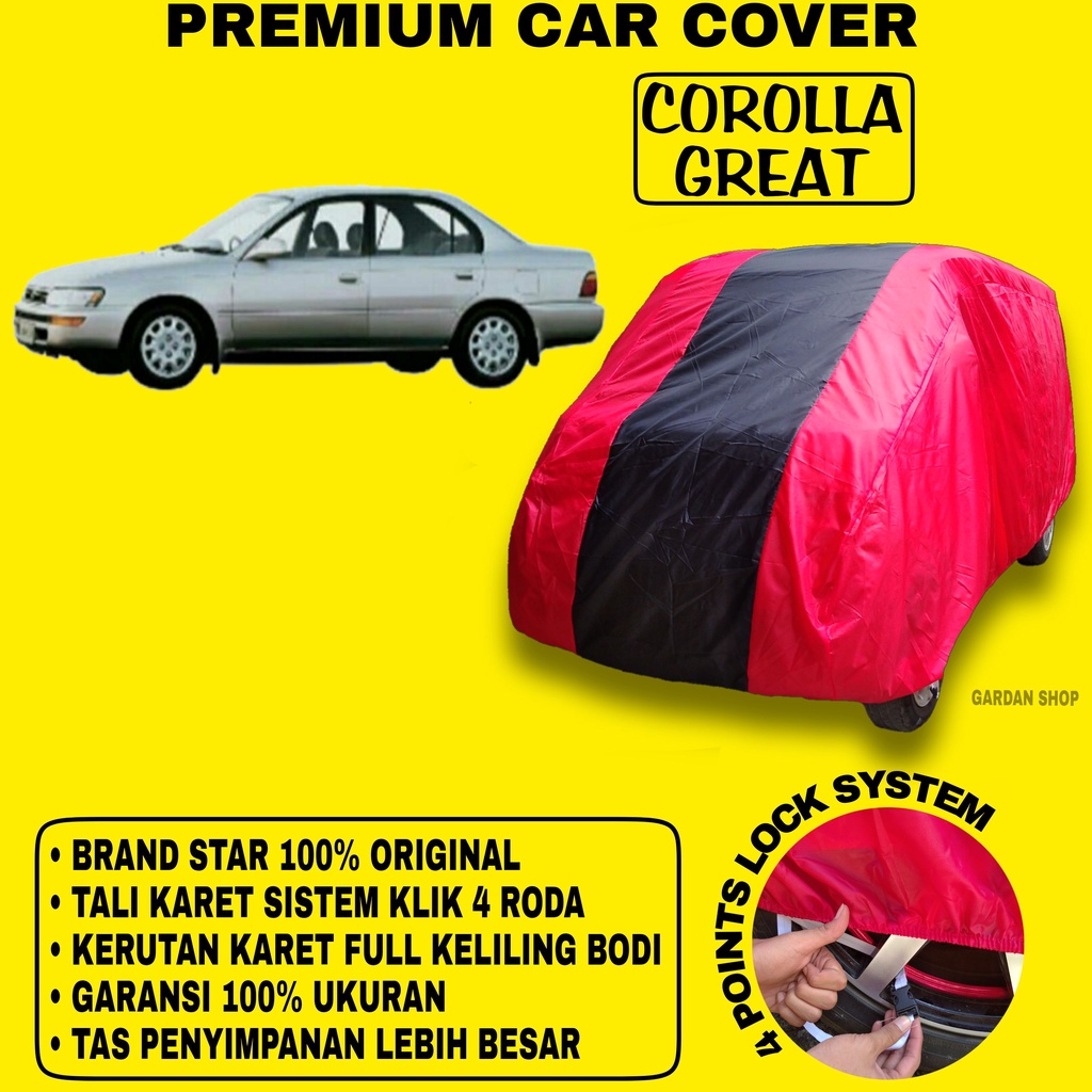 Body Cover COROLLA GREAT MERAH HITAM Penutup Bodi Mobil Corolla Great Waterproof PREMIUM