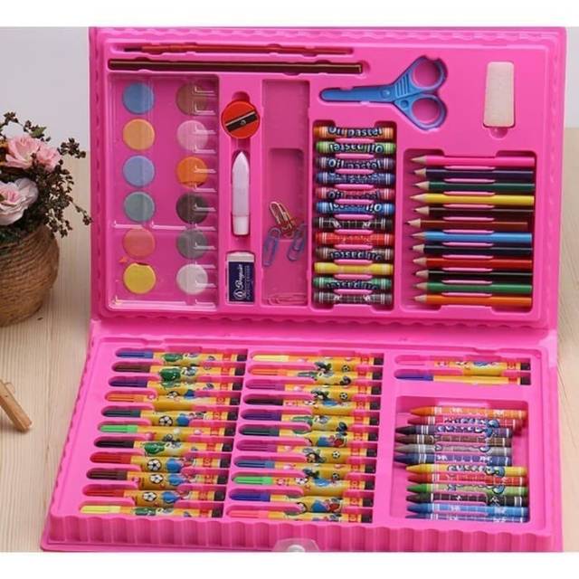 CRAYON STATIONARY SET 86 PC ALAT TULIS MENGGAMBAR PENSIL WARNA ART SET-2