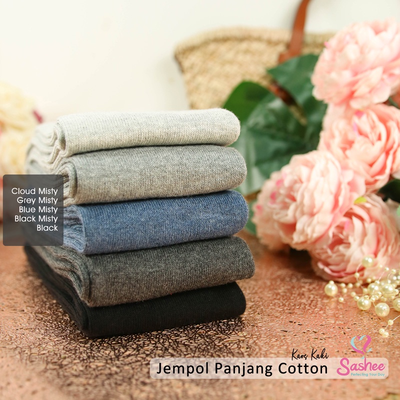 Kaos Kaki Sashee Jempol Panjang Cotton | Jempol Polos Katun Panjang Selutut Wanita Dewasa