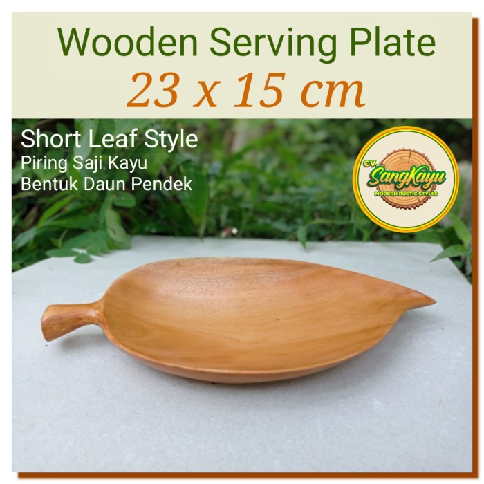 Piring kayu bentuk daun02 Wooden plate serving plates piring saji kayu