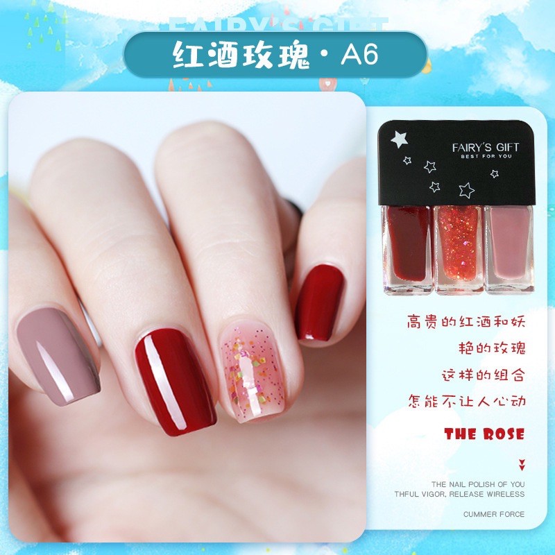 (18WARNA) NAIL POLISH KOREA PREMIUM 3in1 tahan lama halal / kutek kuku 3in1 3 warna