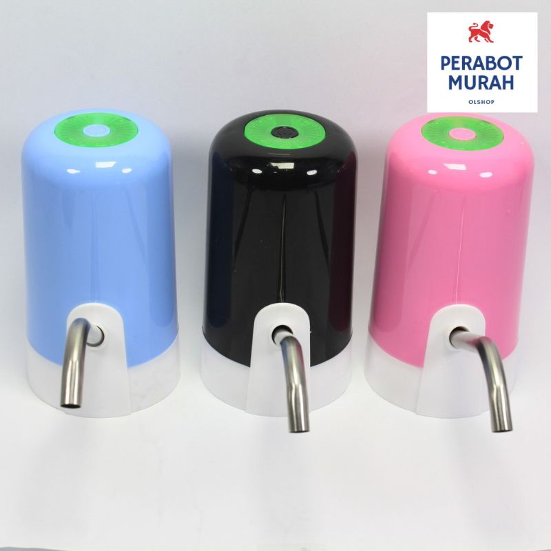 Pompa Air Minum Galon Elektrik Dispenser USB Re charge able Gallon Pump Water Otomatis LED Premium Awet Murah Tahan Lama Miisoo Pink Blue Biru Hitam Black