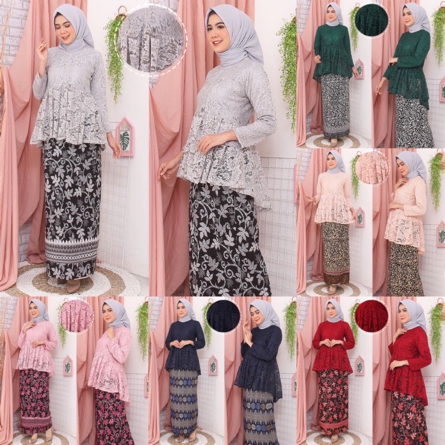 Setelan Babydoll Busui Kebaya (6 warna) Brukat Corneli Tulang Best Seller !