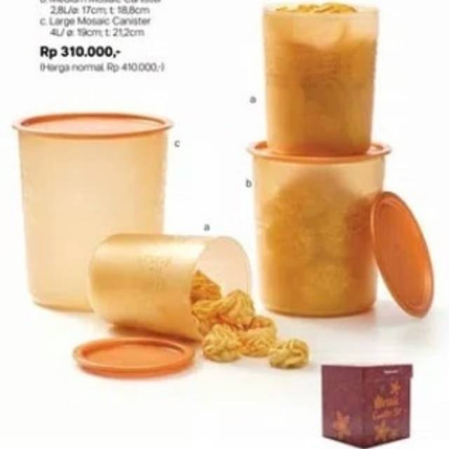 Mosaic canister gold 1 set murah / toples tupperware 4pcs murah free box