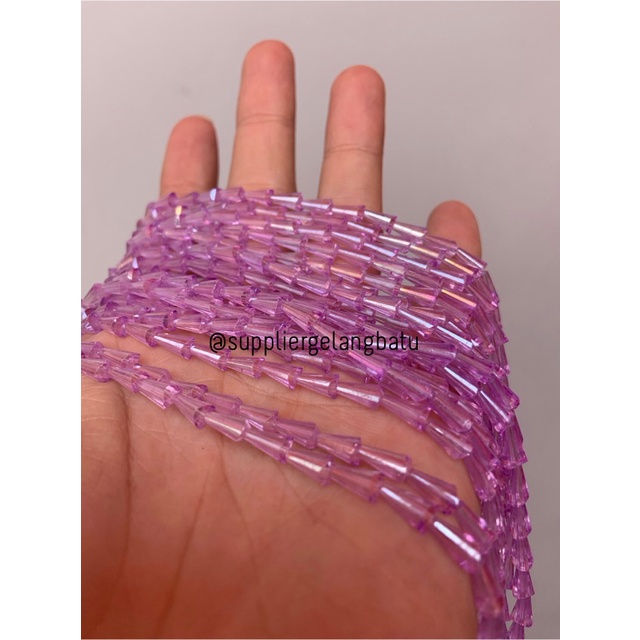 kristal terompet 8 x 4mm PURPLE UNGU PAGODA PREMIUM rencengan payet