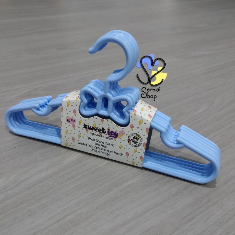 Hanger / Gantungan Baju Anak / Bayi Model Pita Sweet Icy-Blue