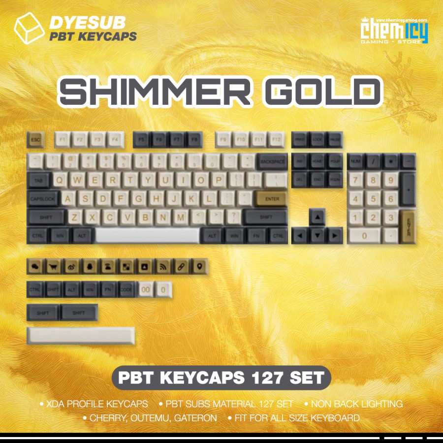 Shimmer Gold PBT Keycaps 127 set XDA Profile