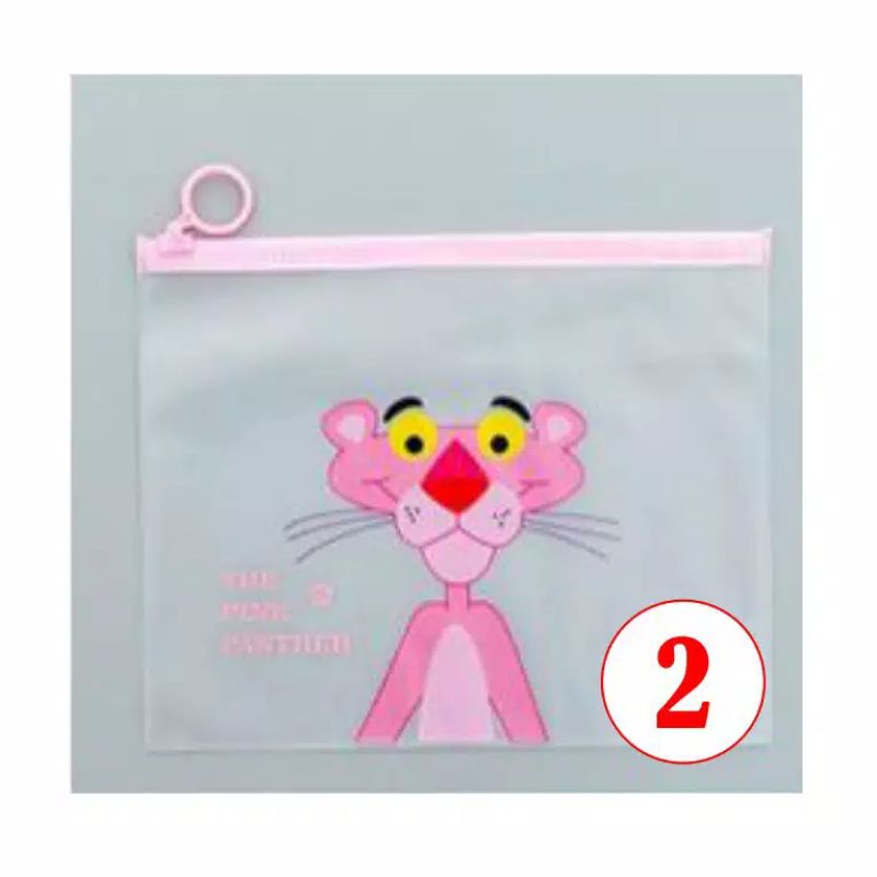 Pouch Kosmetik Motif Pink Panther Unicorn Transparan ALU Import Murah