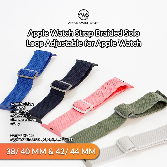 Apple Watch Strap Braided Solo Loop Adjustable for Apple Watch SE 1-6