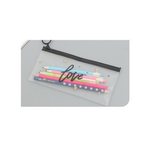 MARKAS HL0074 Tempat Kotak Pensil Transparan Motif Pouch Alat Tulis Serbaguna Zipper