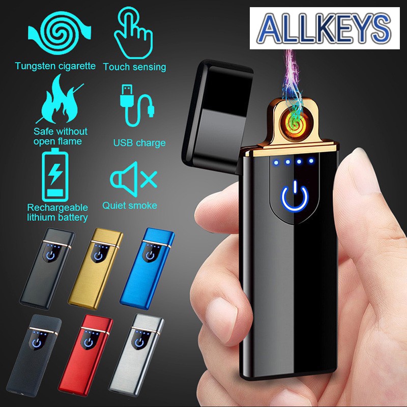 USB Rechargeable Touchscreen Elektronik Dual Pulse Arc Rokok Lighter Lighting Lebih Ringan