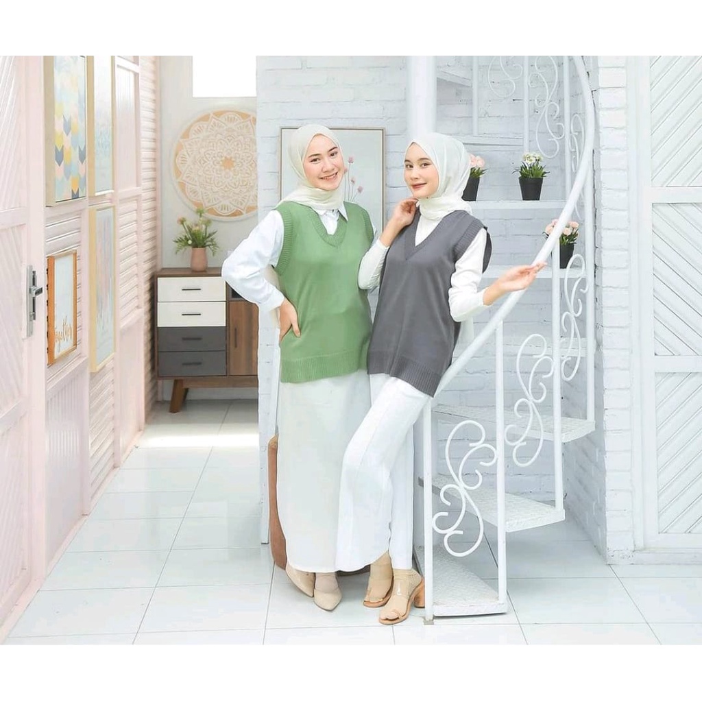 Rompi vest blus rajut wanita