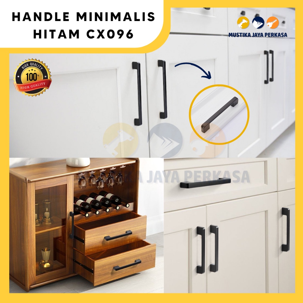 Handle Pintu Lemari Minimalis Mewah CX069 Gold Hitam Emas Zinc Anti Ka