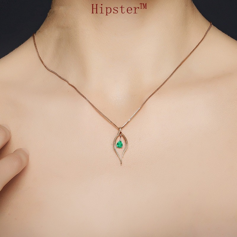 New Luxury Natural Emerald Pendant Full Diamond Stitching Necklace