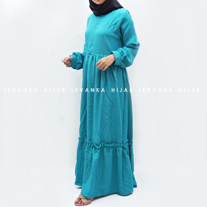 Gamis Polos Busui bahan Moscrepe / Gamis Ruffle renda kode GPj