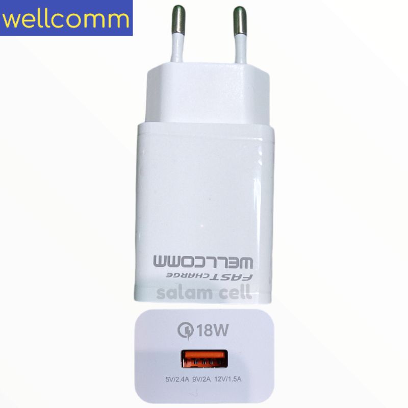 Charger WELLCOMM FAST CHARGE 18W Original Garansi Resmi