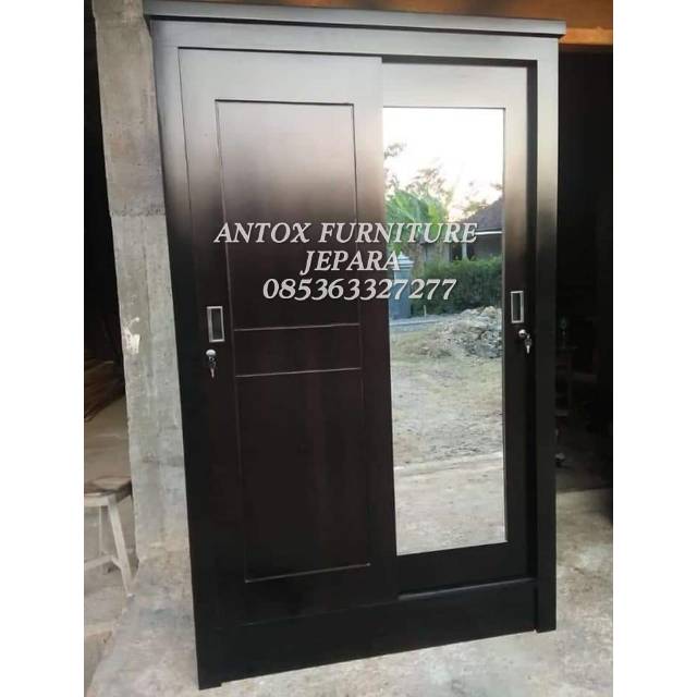 Lemari pakaian jati minimalis pintu dua