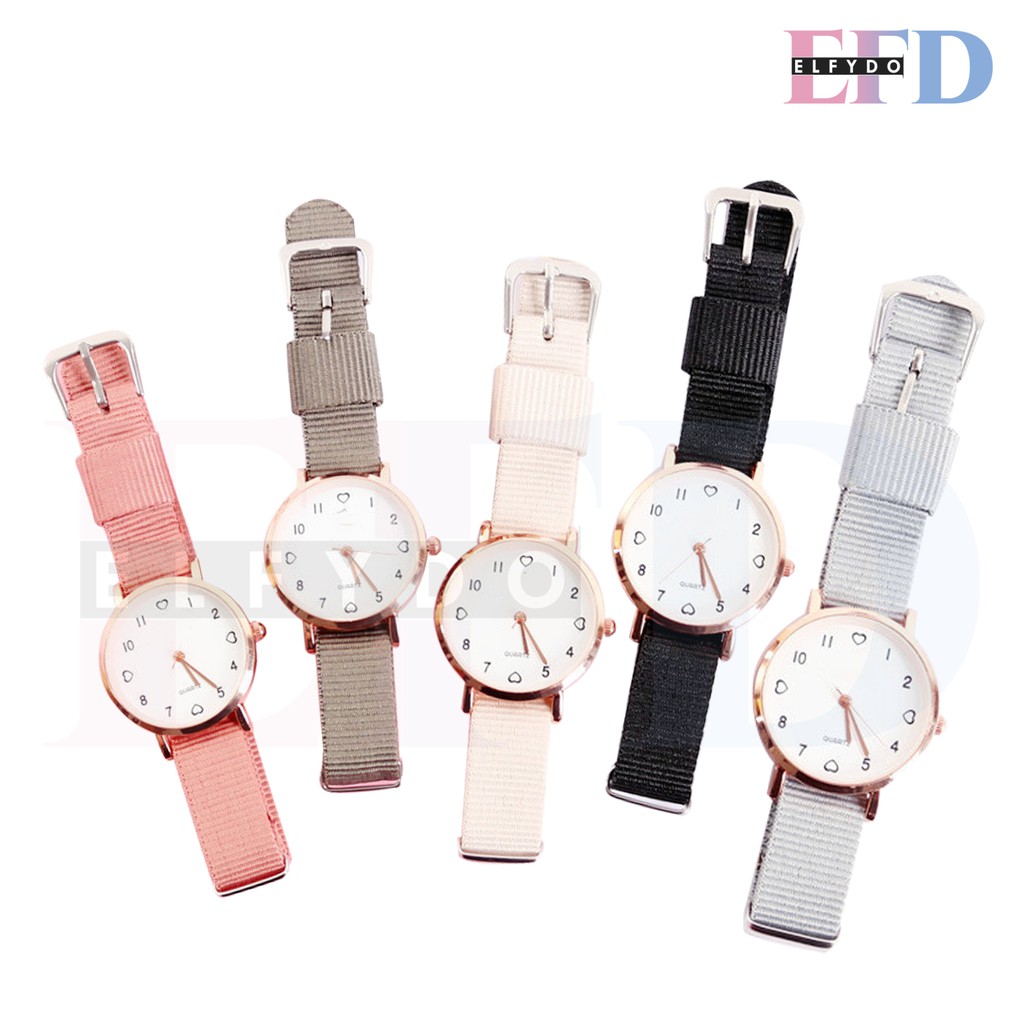 ELFYDO - J173 Jam Tangan Wanita Tali Bahan Canvas Wristwatch Jam Tangan Ter