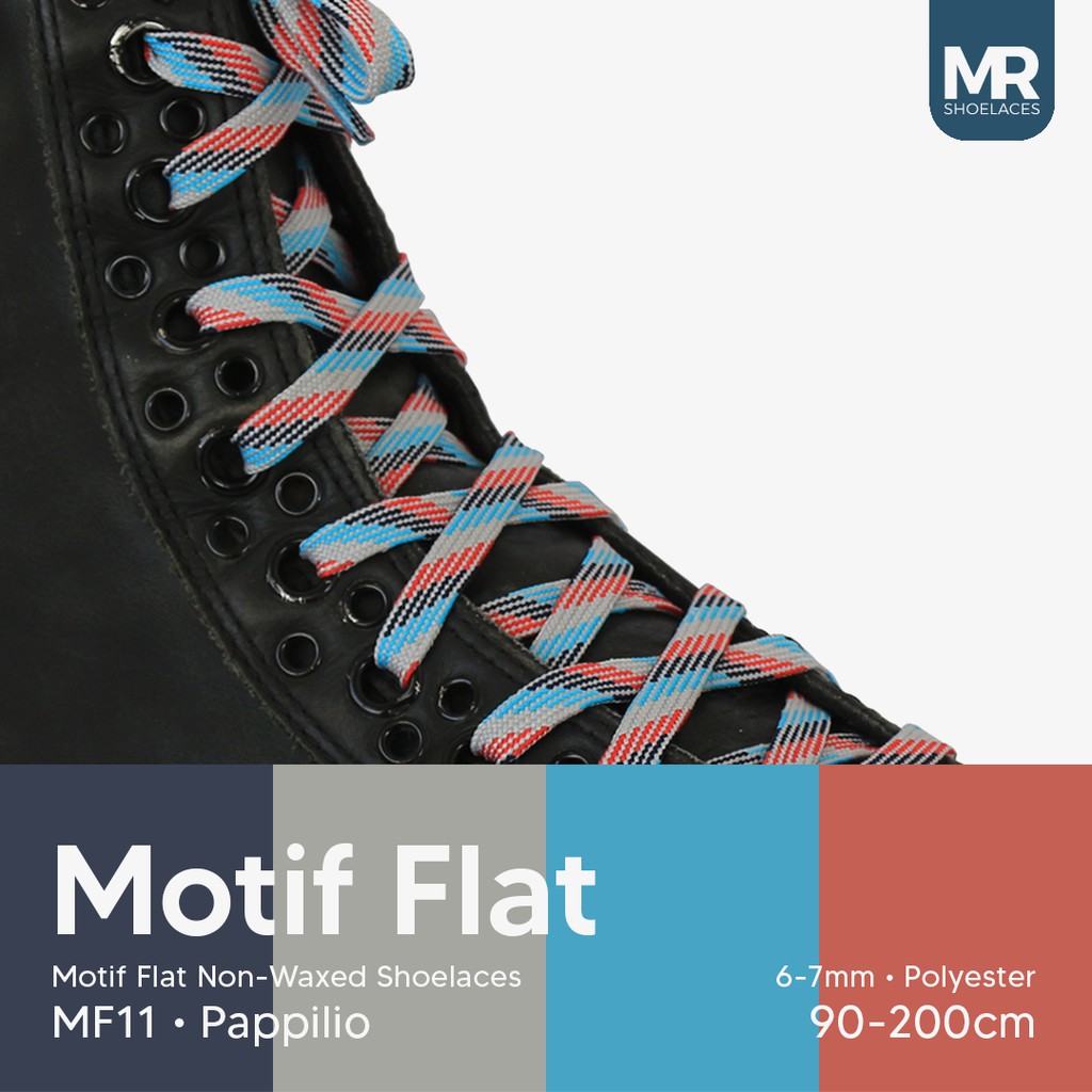 MR Shoelaces MF11 Papillio Tali Sepatu Motif Flat Gepeng 90-200cm Lebar 6-7mm - Premium Shoelace