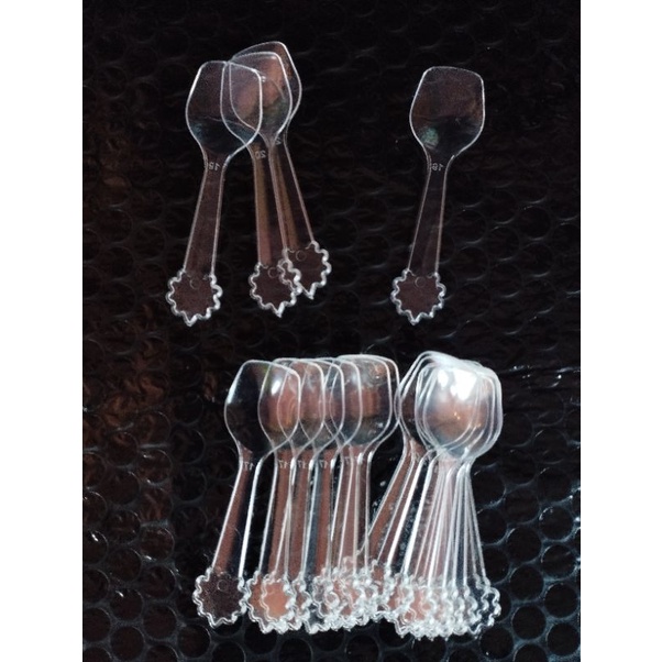 sendok jelly plastik bening isi 100