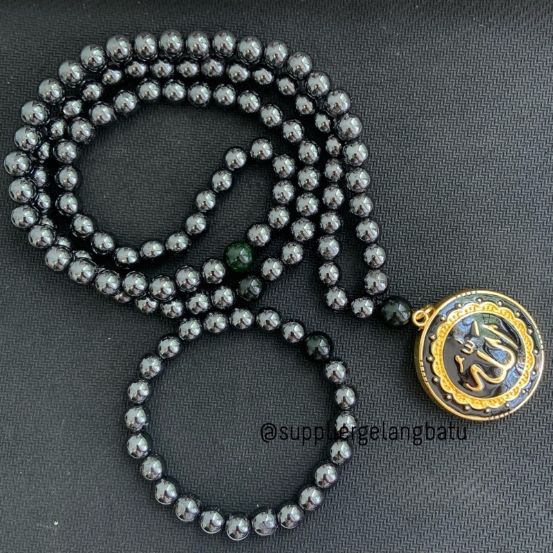 PAKET TASBIH GELANG BLUSTIN HEMATITE BLACK JADE ACEH PREMIUM 99butir