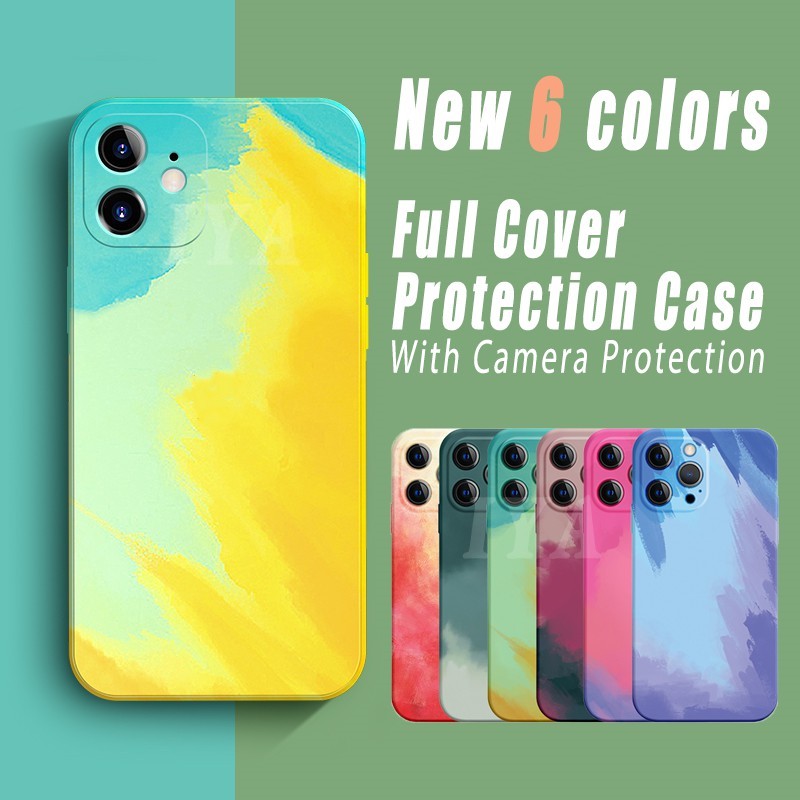 Watercolor Liquid Silicone Case For Redmi Note 10 Pro Redm 9T Note 9S Note 9 Pro Poco M3 X3 Pro NFC Gradient Camera Protection Cover IYA