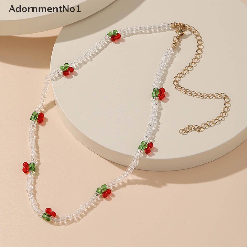 (AdornmentNo1) Kalung Choker Wanita Desain Buah Ceri Transparan Untuk Pesta / Hadiah