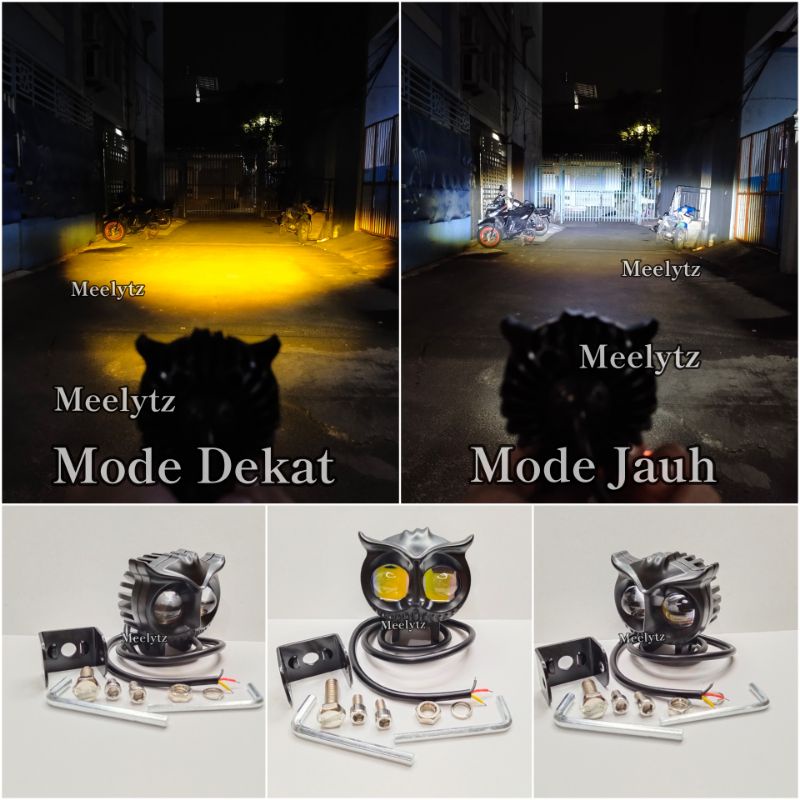 Dijamin terang Lampu tembak Laser LED D2 OWL laser 2 warna Putihkuning jauh dekat