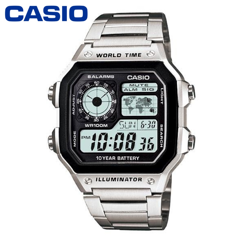 Casio Ae1200wh-1av Men Sport Digital Watch World Time 5 Alarms LED Light