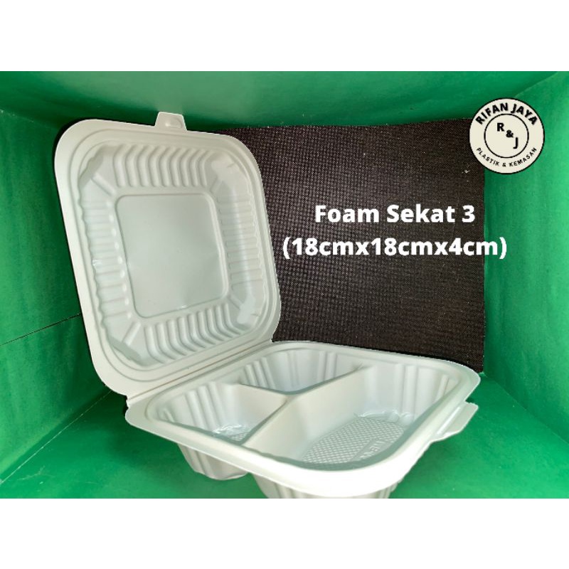 MEAL BOX / FOAM SEKAT 3 uk. (PxLxT) 18cm x 18cm x 4cm