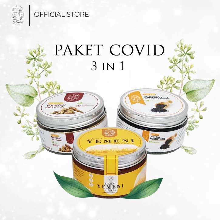 Paket Covid-19 ISOMAN Qust Hindi + Habbatussaudah + Madu Yaman Marai kist hindi herbal covid